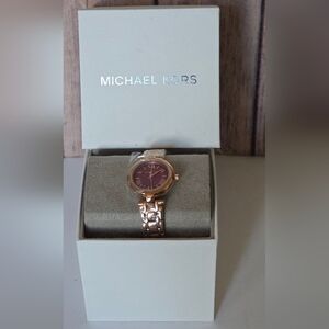 Michael Kors Rose Gold Watch with Purple Dial NWT Box Included